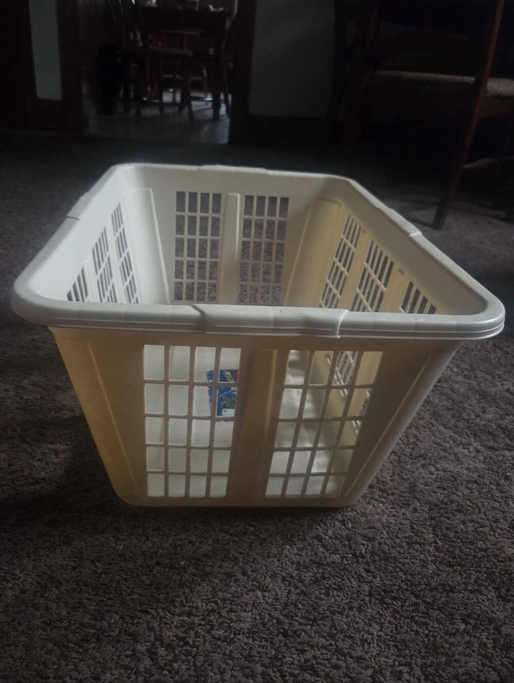 Vintage Mid-Century Modern Rubbermaid White Rectangle Laundry Basket - Deadstock
